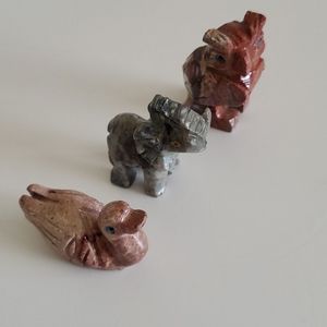 3 Set Soapstone Animal Pocket Totems